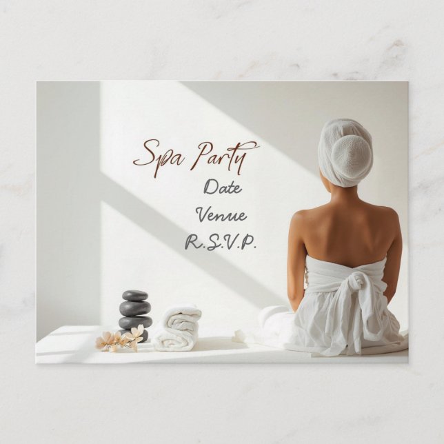 Cartão Postal Spa Party Minimal Wellness Design (Frente)