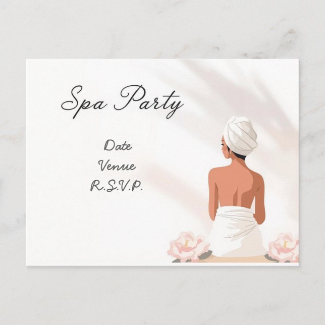 Cartão Postal Spa Party Minimal Wellness Design (Frente)
