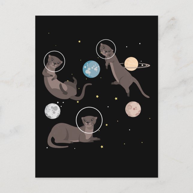 Cartão Postal Space Sea Otters Funny Galaxy Otter (Frente)
