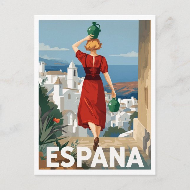 Cartão Postal Spain Travel Poster: Andalusian Village Woman (Frente)