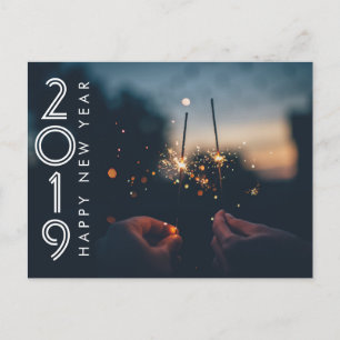 Cartão Postal Sparklers de Fireworks de Feliz ano novo Moderno P
