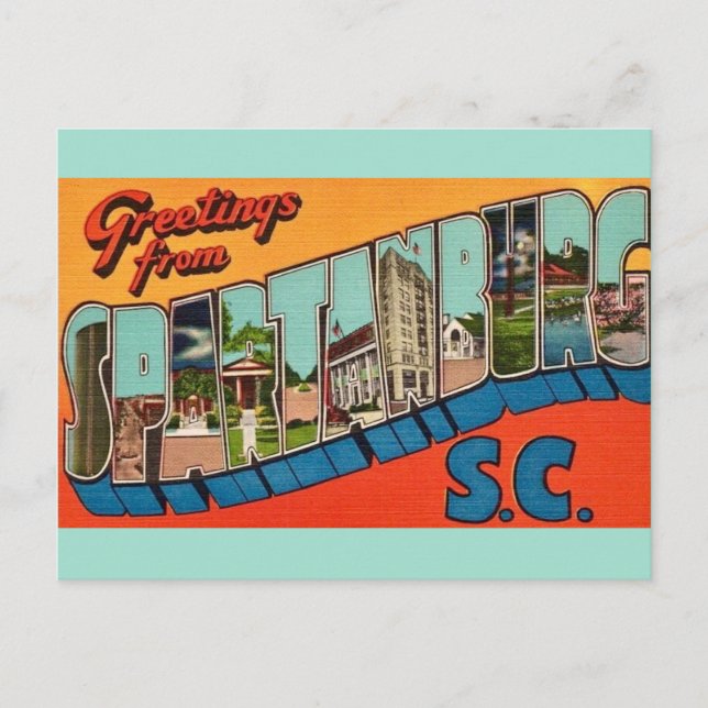 Cartão Postal Spartanburg SC Saudação (Frente)