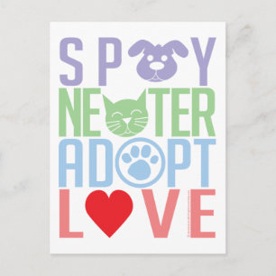 Cartão Postal Spay Neuter Adote Love 2