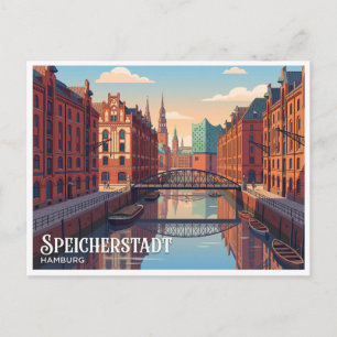 Cartão Postal Speicherstadt Hamburgo Alemanha