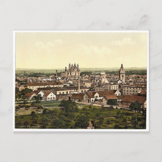 Cartão Postal Speyer, visão geral, Reno, Alemanha Rara Phot (Frente)