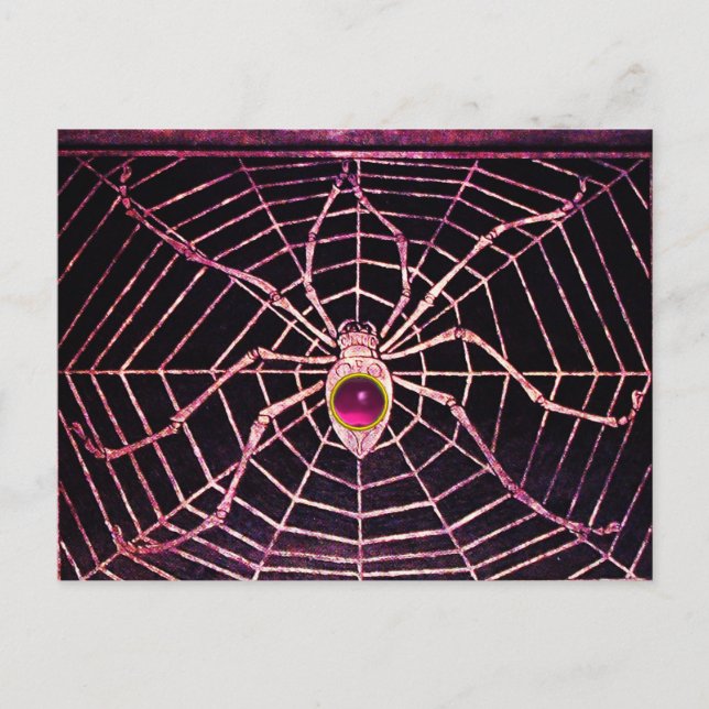 Cartão Postal SPIDER E WEB Cor-de-rosa Fuchsia Ametyst Preto (Frente)