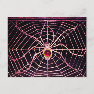 Cartão Postal SPIDER E WEB Pink Fuchsia Ruby Black