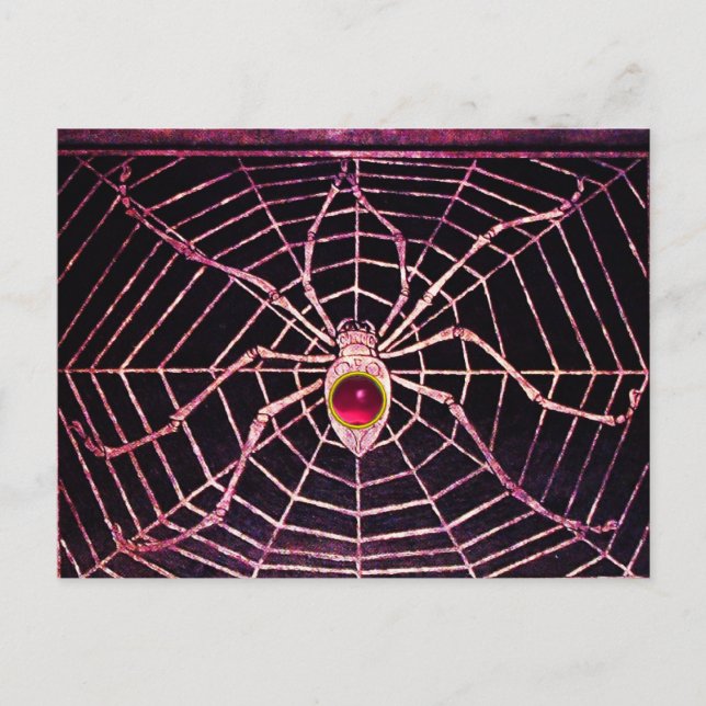 Cartão Postal SPIDER E WEB Pink Fuchsia Ruby Black (Frente)