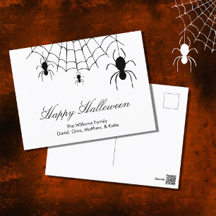 Cartão Postal Spider Web Black White Halloween