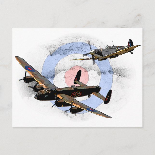 Cartão Postal Spitfire e Lancaster (Frente)