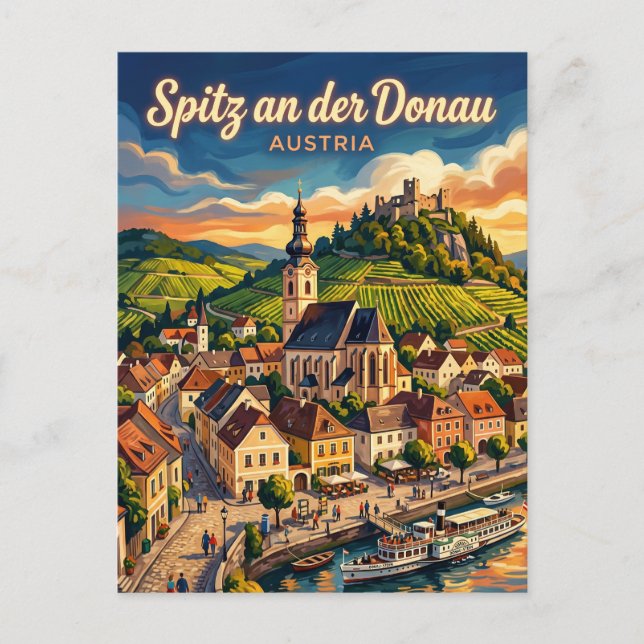 Cartão Postal Spitz an der Donau Áustria (Frente)
