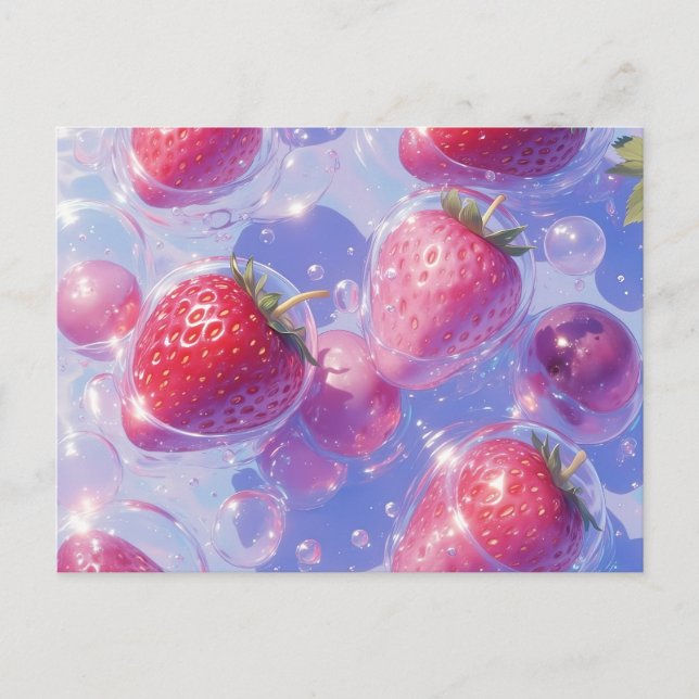 Cartão Postal Splash de Grama de Morango (Frente)