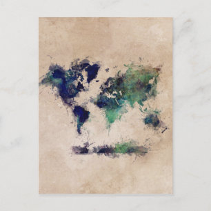 Cartão Postal splash de mapa mundial
