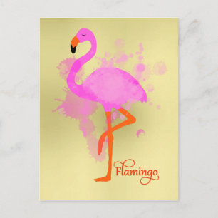 Cartão Postal Splatter artístico da pintura do flamingo