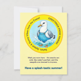 Cartão Postal Splish Splash-tastic summer Hawaii bird greeting