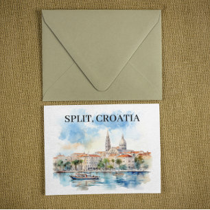 Cartão Postal Split Croácia Dalmácia Aquarela 
