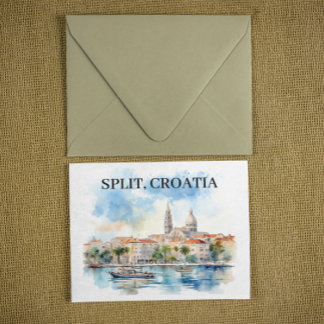 Cartão Postal Split Croácia Dalmácia Aquarela