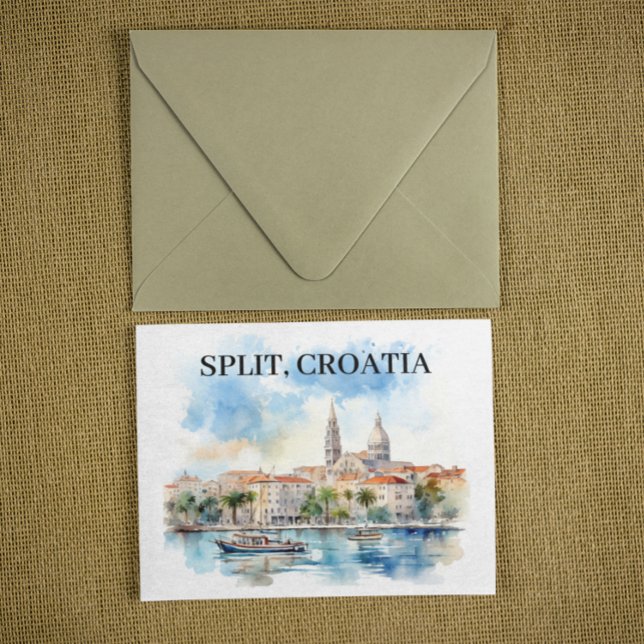 Cartão Postal Split Croácia Dalmácia Aquarela  (Vintage split croatia watercolor postcard)