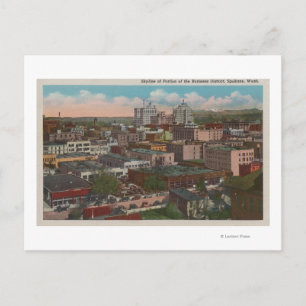 Cartão Postal Spokane, WA - Visão Skyline do Centro
