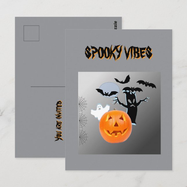 Cartão Postal Spookes Vibes Halloween Bash Design (Frente/Verso)