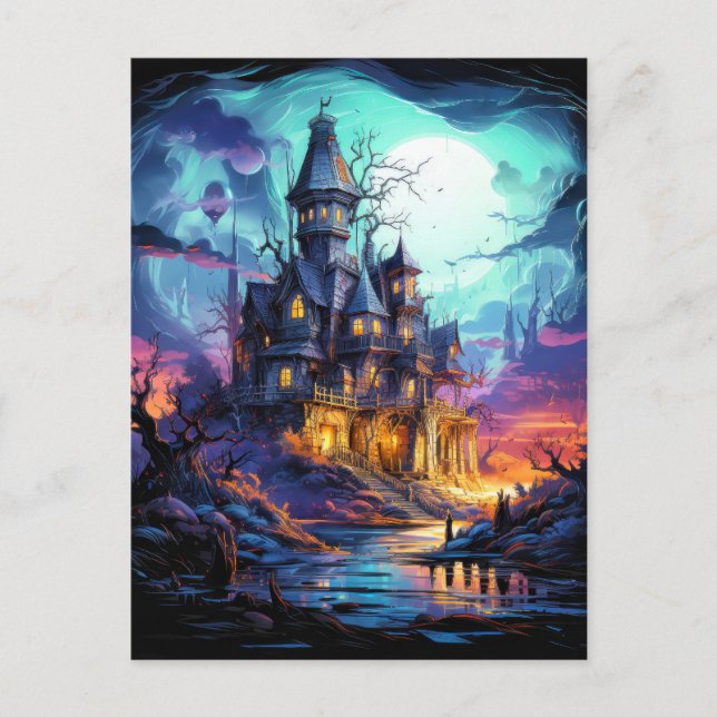 Cartão Postal Spooky Assaltado Em Lua Completa (Frente)