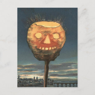 Cartão Postal Spooky Bright Jack O Lantern Pumpkin
