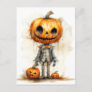 Cartão Postal Spooky Gothic Halloween Pumpkin Fiend