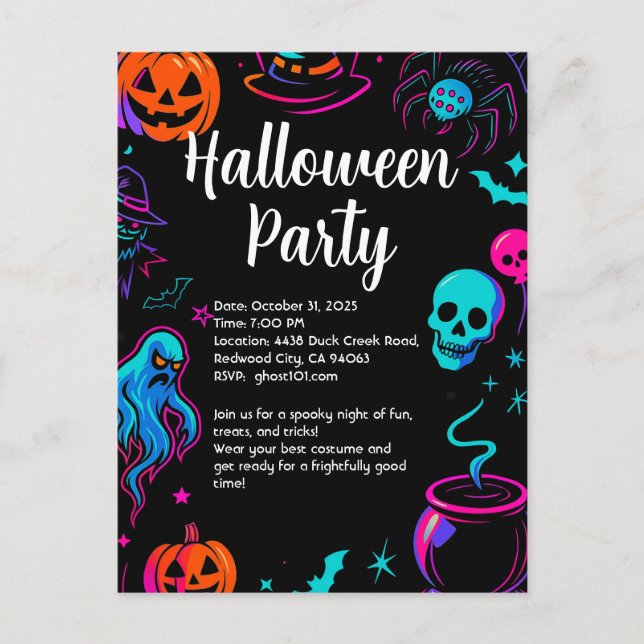 Cartão Postal Spooky Halloween Party Invitation (Frente)