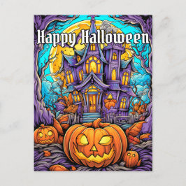 Cartão Postal Spooky Haunted House | Feliz Dia das Bruxas
