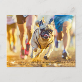 Cartão Postal Sporty Pug Running During Exercise