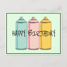 Cartão Postal Spray Paint Cans - Feliz Aniversário