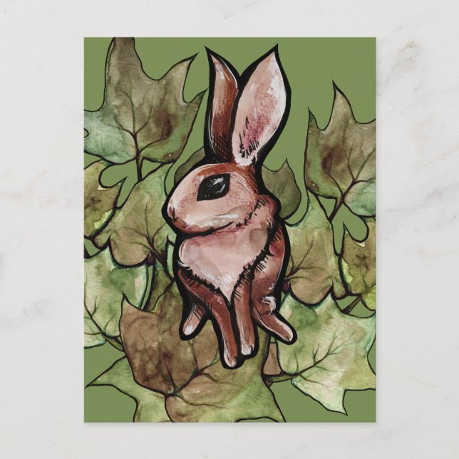 Cartão Postal Spring Bunny Rabbit Nature Ivy                     (Frente)