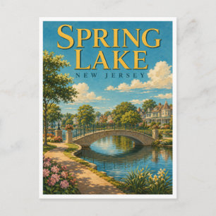 Cartão Postal Spring Lake Nova Jersey Ponte Lakeside GeoSaga