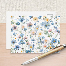 Cartão Postal Spring Meadow Blue Wildflower Botanical Garden