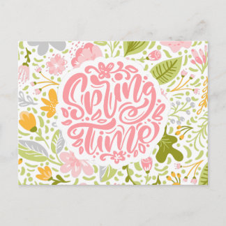 Cartão Postal Spring Time Floral Greeting Card with Bold Design 