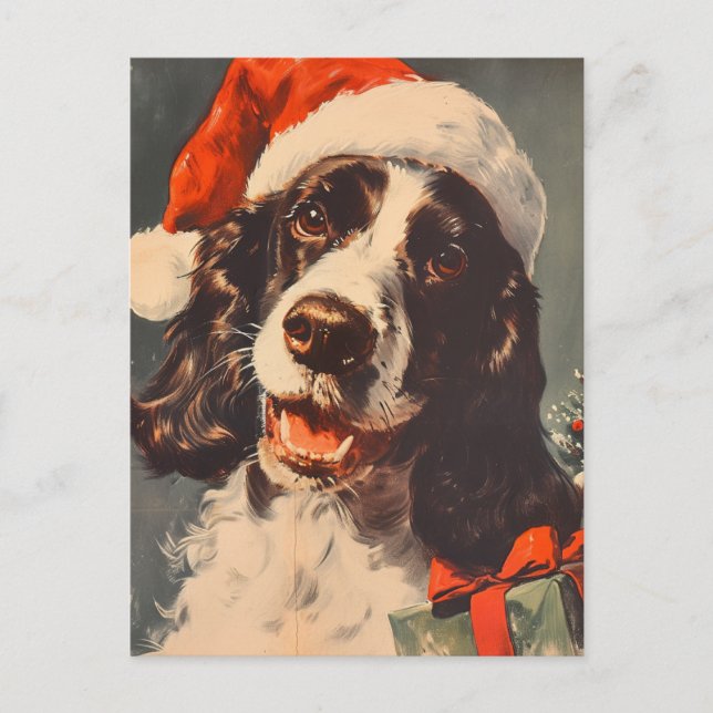 Cartão Postal Springer Spaniel Natal (Frente)