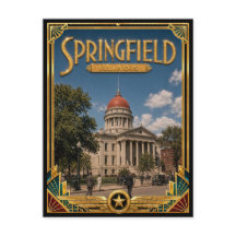Springfield Illinois Arte Deco Vintage Era de Ouro