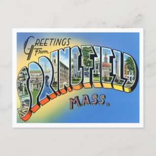 Cartão Postal Springfield, Massachusetts Vintage Big Letters