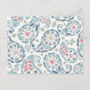 Cartão Postal Springtime Paisley Pattern