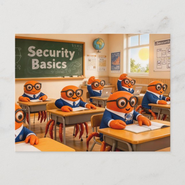 Cartão Postal Spy Crab Classroom Learning Essential Security Bas (Frente)