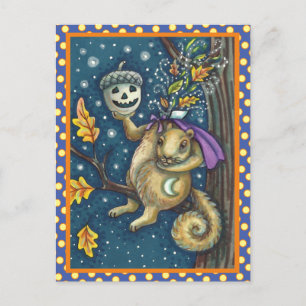 CARTÃO POSTAL SQUIRREL DE SONOLO E ACORN, DIA DE AS BRUXAS ENGRA