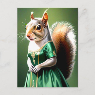 Cartão Postal Squirrel Wearing Green Dress