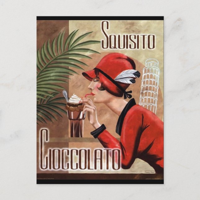 Cartão Postal Squisito Cioccolato Mulher de Chocolate Italiano V (Frente)