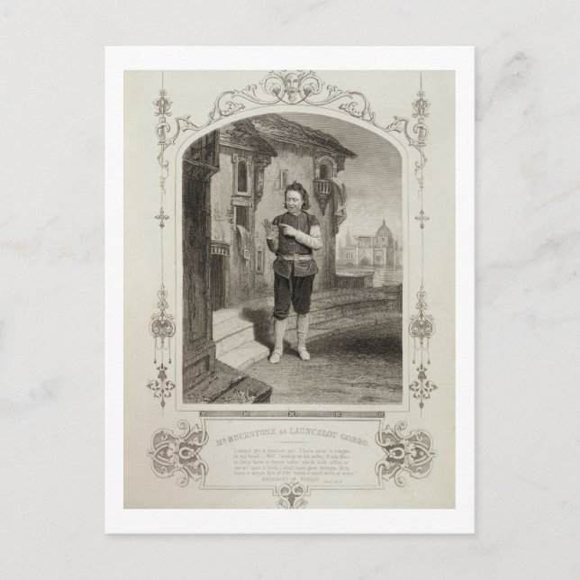 Cartão Postal Sr. Buckstone como Lancelot Gobbo, Lei II Cena 2,  (Frente)
