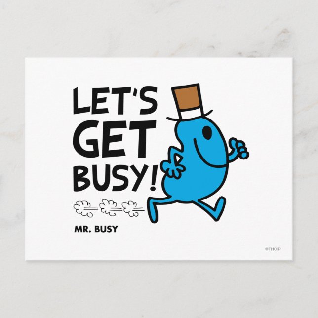 Cartão Postal Sr. Busy | Vamos Obter Texto Preto Ocupado (Frente)