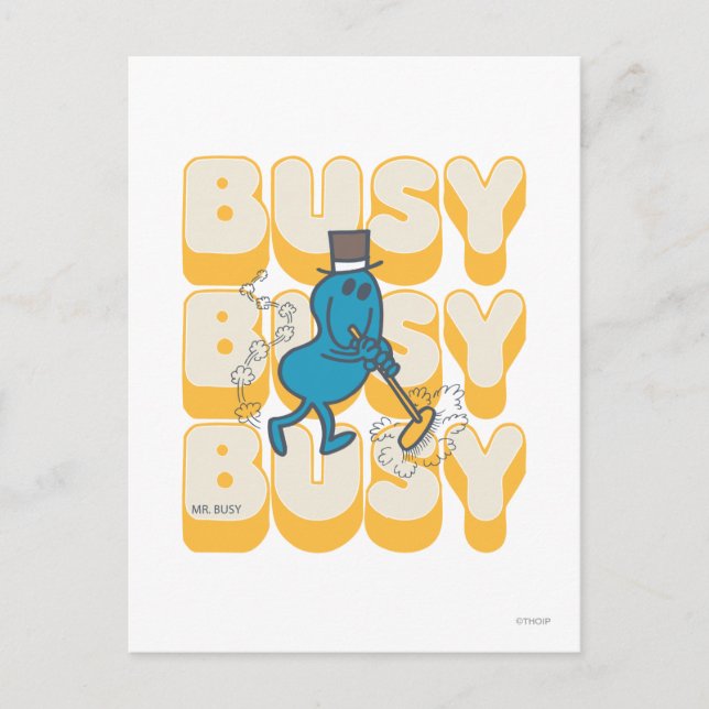 Cartão Postal Sr. Busy Varrendo Rapidamente (Frente)