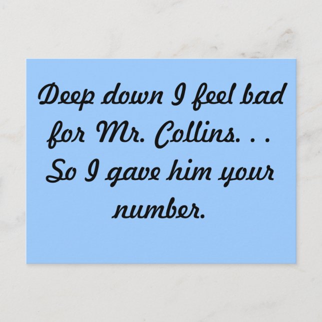 Cartão Postal Sr. Collins Postcard (Frente)