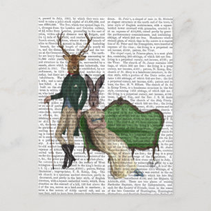 Cartão Postal Sr. Deer e Sra. Rabbit