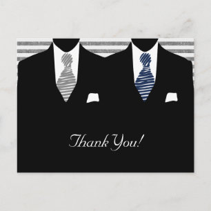 Cartão Postal Sr. e Sr. Suit e Tie (azul/cinza) Obrigado