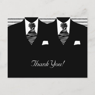 Cartão Postal Sr. e Sr. Suit e Tie Gay Wedding Obrigado